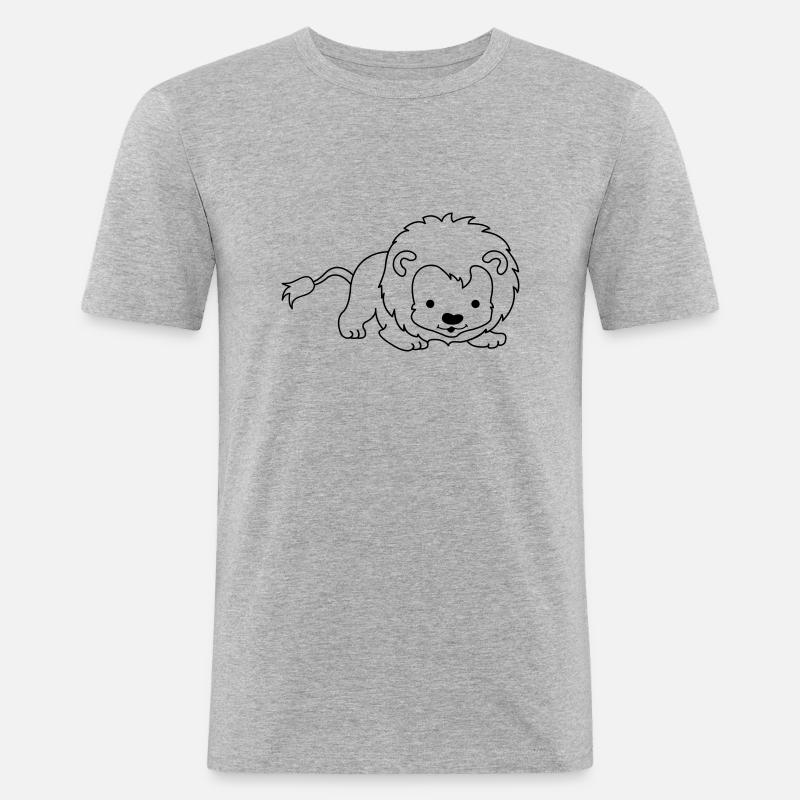 kleiner_loewe_01 - Männer Slim Fit T-Shirt - Grau meliert