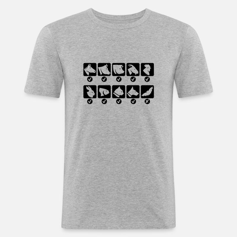 Tiere Checkbox - Männer Slim Fit T-Shirt - Grau meliert