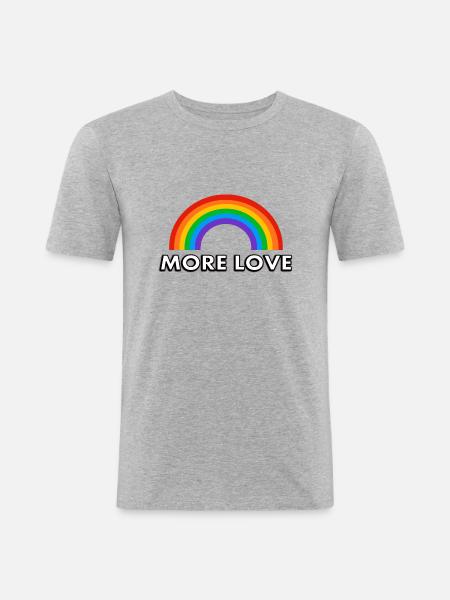 Regenbogen Mehr Liebe - Männer Slim Fit T-Shirt - Grau meliert