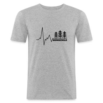 Mein Herz schlägt Schwarzwald EKG - Männer Slim Fit T-Shirt - Grau meliert - Vorne - Nik (191cm)
