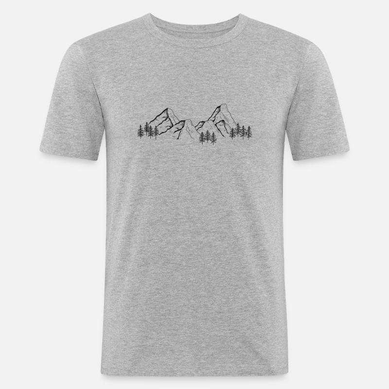 Bäume und Berge - Männer Slim Fit T-Shirt - Grau meliert
