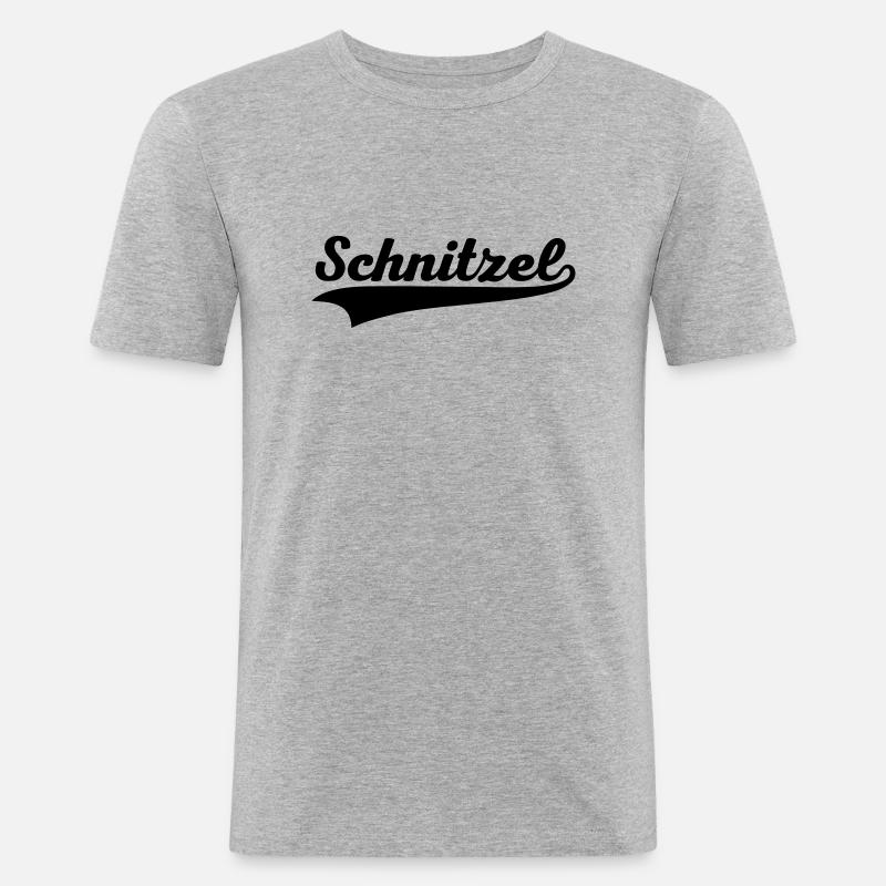 Schnitzel Swoosh - Männer Slim Fit T-Shirt - Grau meliert