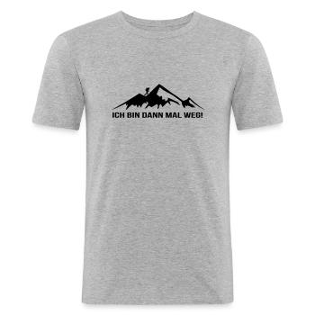 Ich bin dann mal weg - Mannen slim fit T-shirt - grijs gemêleerd - Voor - Nik (191cm)