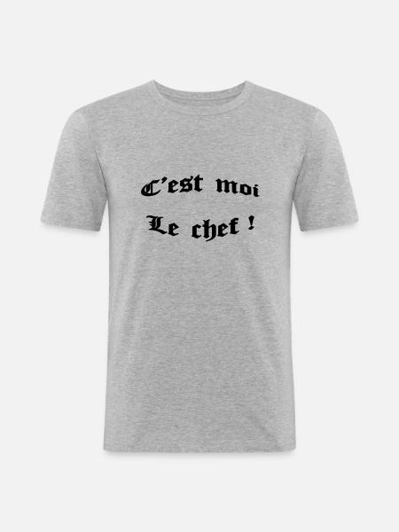 c'est moi le chef ! - Men's Slim Fit T-Shirt - heather grey