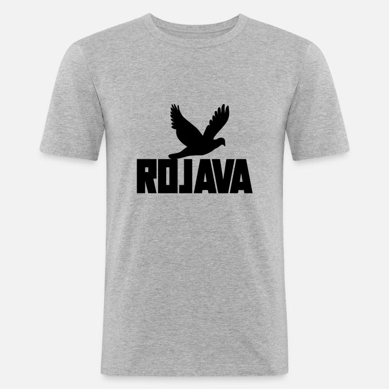 rojava kurdistan - Männer Slim Fit T-Shirt - Grau meliert
