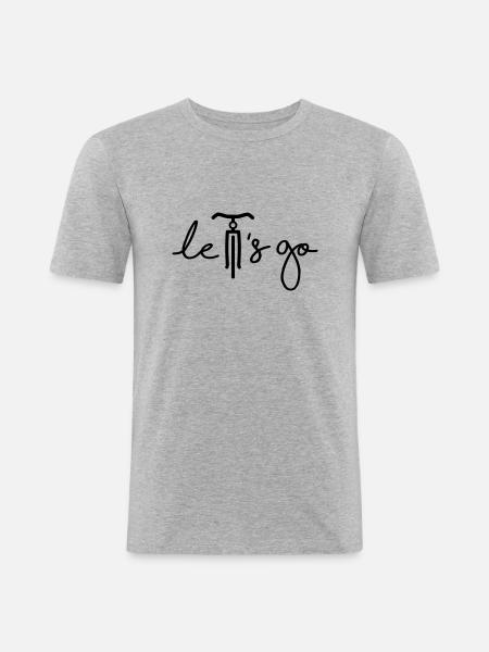 Slogan lad os gå. Lad os gå med cykelskiltet. - Herre Slim Fit T-Shirt - grå meleret