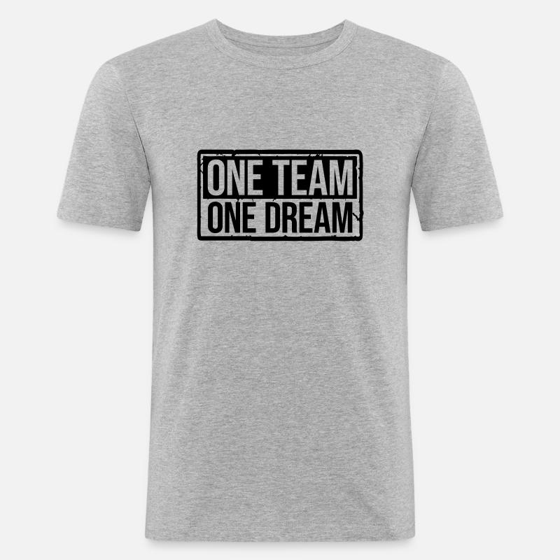 One Team Schild - Männer Slim Fit T-Shirt - Grau meliert
