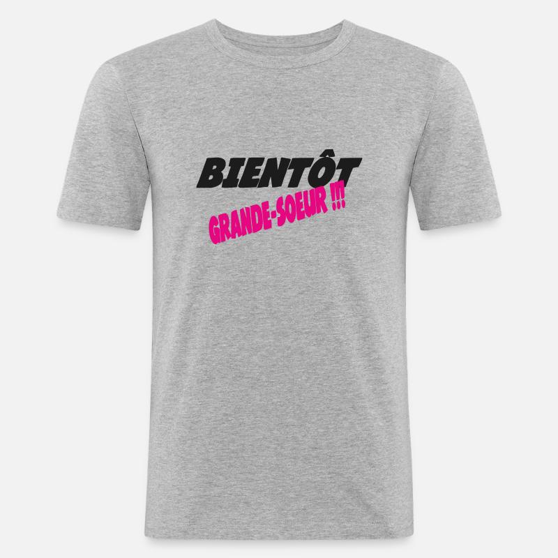 Bald eine große Schwester - Männer Slim Fit T-Shirt - Grau meliert