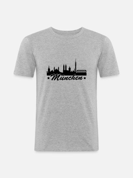 muenchen - Männer Slim Fit T-Shirt - Grau meliert