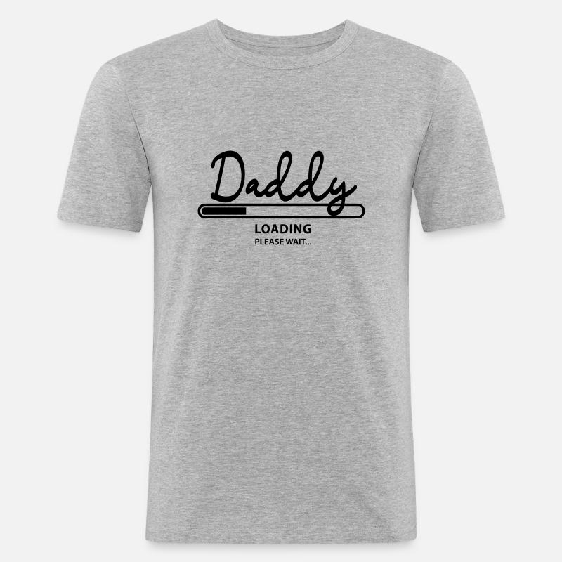 daddy loading - Männer Slim Fit T-Shirt - Grau meliert