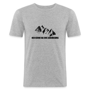 ICH KENNE DA EINE ABKÜRZUNG - Männer Slim Fit T-Shirt - Grau meliert - Vorne - Nik (191cm)