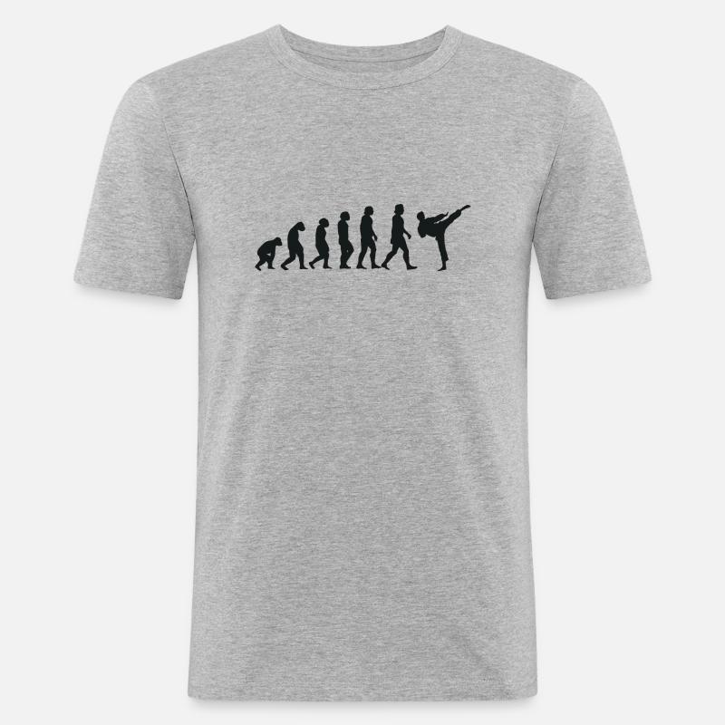 Évolution du karaté - T-shirt près du corps Homme - gris chiné