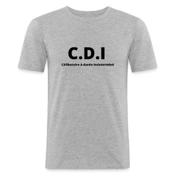 C.D.I - T-shirt près du corps Homme - gris chiné - Devant - Nik (191cm)