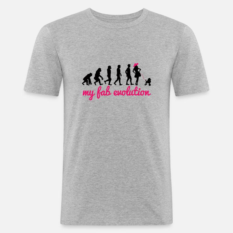 Hund / Pudel: My Fab Evolution - Männer Slim Fit T-Shirt - Grau meliert