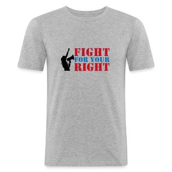 FIGHT FOR YOUR RIGHT - Men's Slim Fit T-Shirt - heather grey - Front - Nik (191cm)