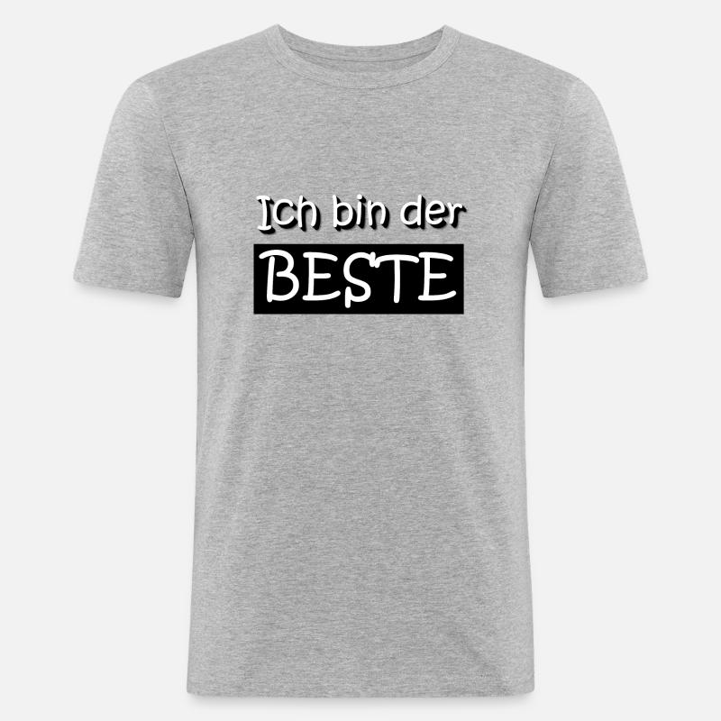Ich bin der BESTE - Männer Slim Fit T-Shirt - Grau meliert