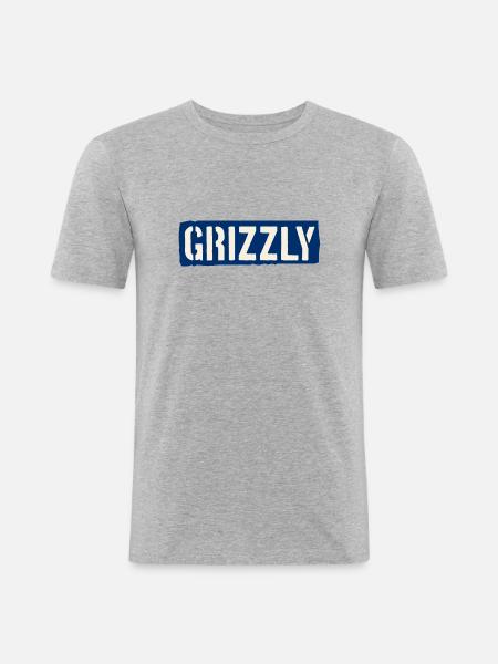 Grizzly Bär Slogan - Männer Slim Fit T-Shirt - Grau meliert