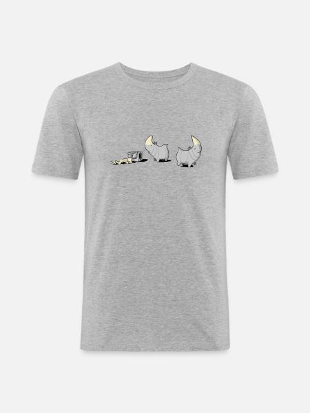 Rhinoféroce - T-shirt près du corps Homme - gris chiné