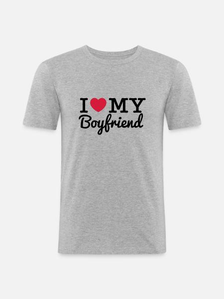 i love my boy - Men's Slim Fit T-Shirt - heather grey