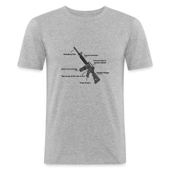 Anatomie einer Waffe - lustig - 2. Änderung - Männer Slim Fit T-Shirt - Grau meliert - Vorne - Nik (191cm)