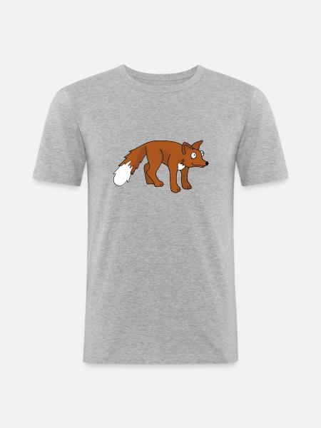 Fuchs - Männer Slim Fit T-Shirt - Grau meliert