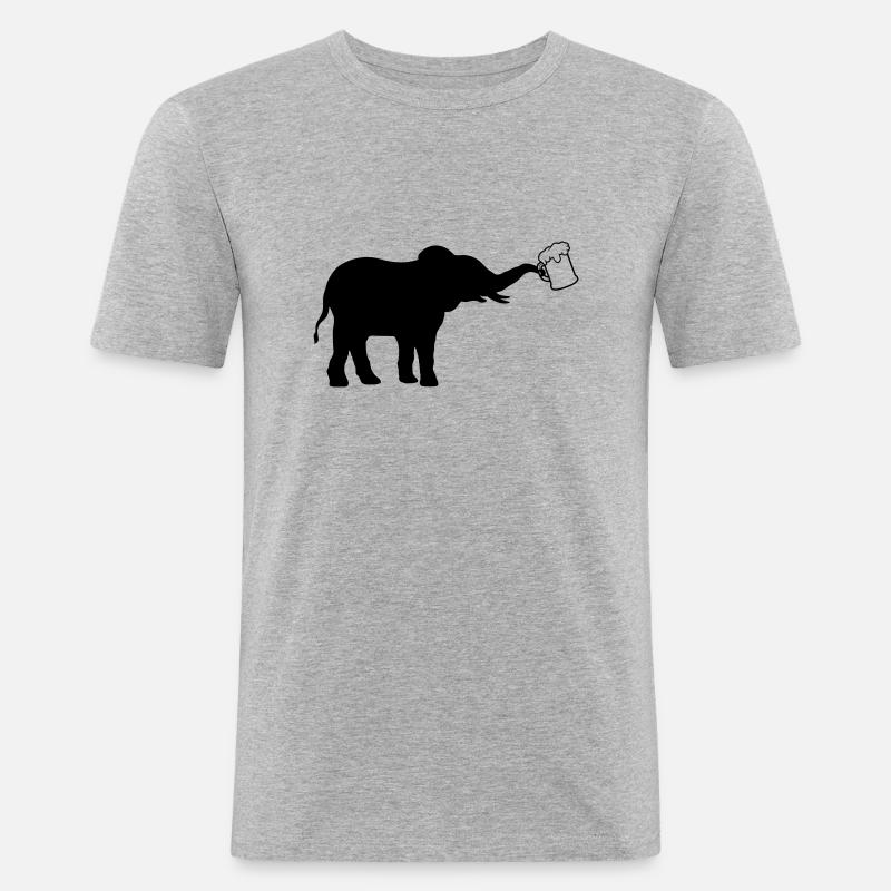 Krug Bier Elefant cool - Männer Slim Fit T-Shirt - Grau meliert
