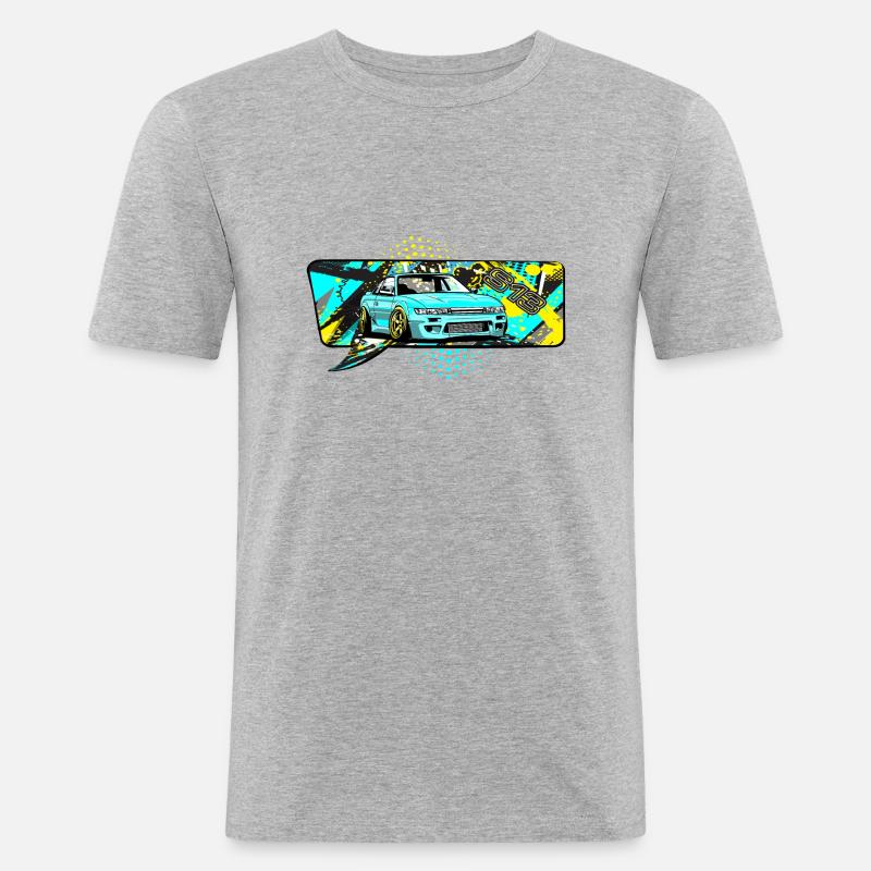 s13 bubble comic - Männer Slim Fit T-Shirt - Grau meliert