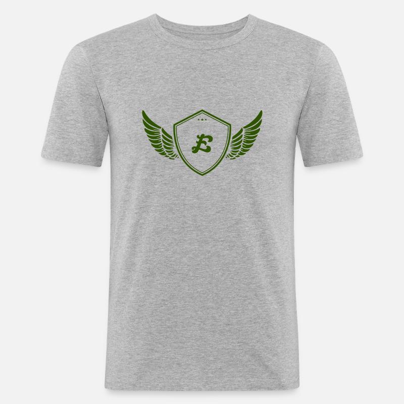 wappen e - Männer Slim Fit T-Shirt - Grau meliert
