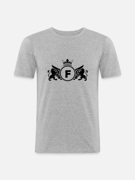 letter F coat of arms - Men's Slim Fit T-Shirt - heather grey