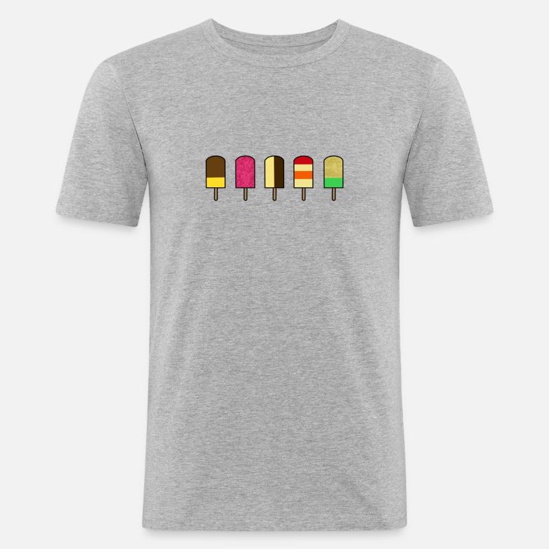 Eis, Eiscreme, Glace - Männer Slim Fit T-Shirt - Grau meliert