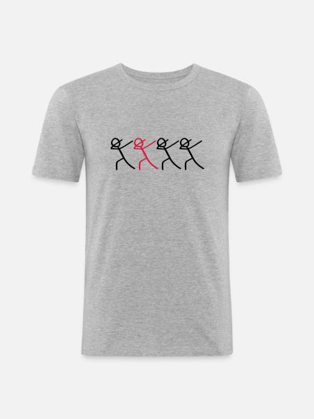 dabbing team figures - Männer Slim Fit T-Shirt - Grau meliert