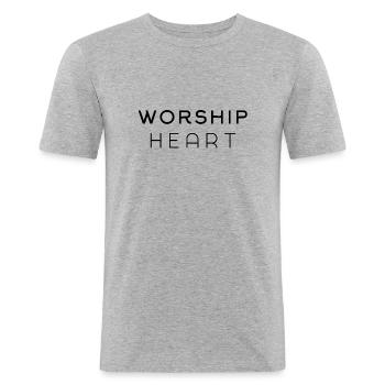 Worship Heart black - Men's Slim Fit T-Shirt - heather grey - Front - Nik (191cm)