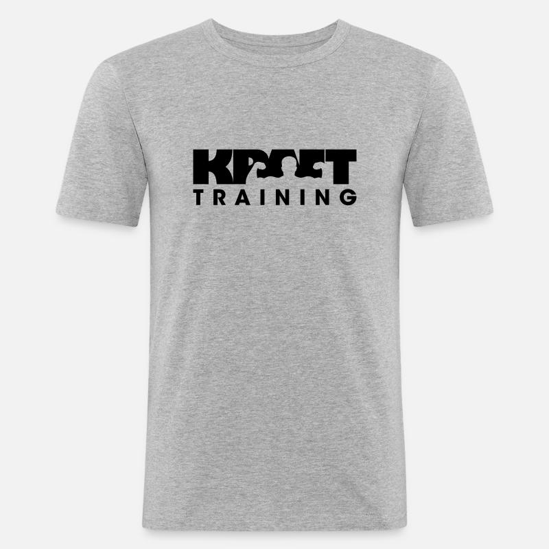 krafttraining - Männer Slim Fit T-Shirt - Grau meliert