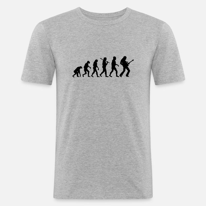 Evolution Rock Gitarre - Männer Slim Fit T-Shirt - Grau meliert