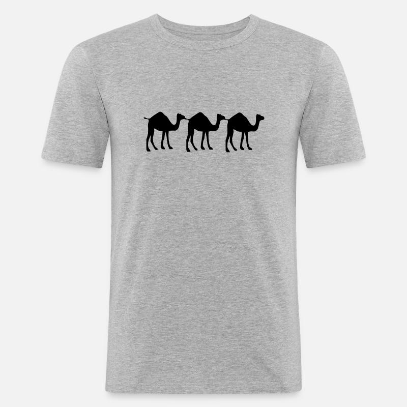 3 Kamel - Männer Slim Fit T-Shirt - Grau meliert