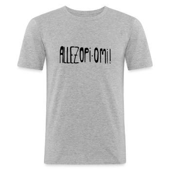 Allez Opi Omi! - Männer Slim Fit T-Shirt - Grau meliert - Vorne - Nik (191cm)