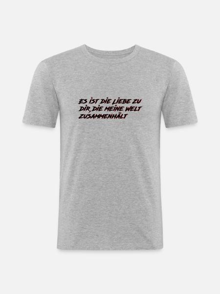 Liebes Spruch - Männer Slim Fit T-Shirt - Grau meliert
