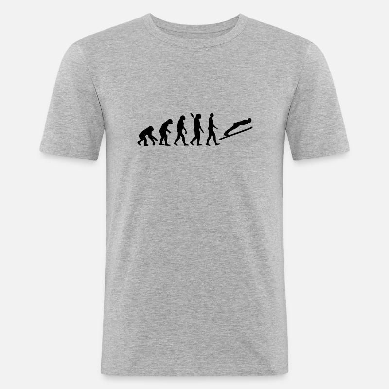 Évolution Saut à ski - T-shirt près du corps Homme - gris chiné