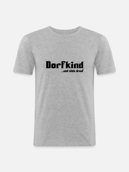 Dorfkind - Männer Slim Fit T-Shirt - Grau meliert