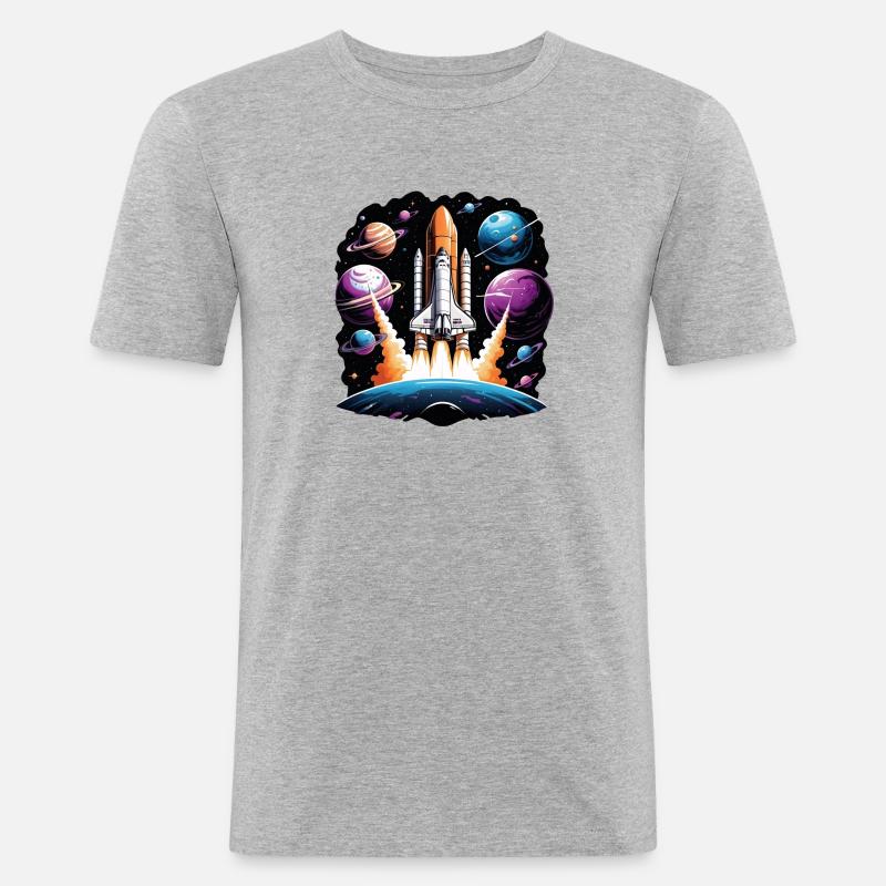 Rocket Astronaut Space Gift SpaceShuttle - Men's Slim Fit T-Shirt - heather grey