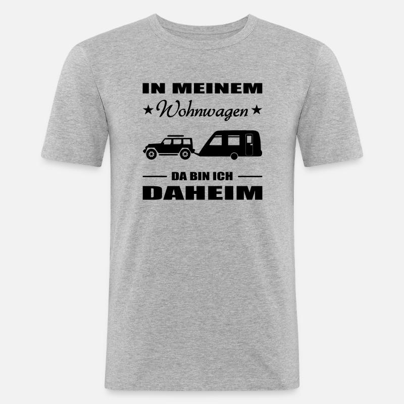 Camping - Männer Slim Fit T-Shirt - Grau meliert