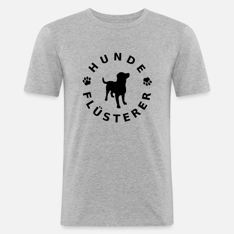 Hundeflüsterer mit Hund 1C - Männer Slim Fit T-Shirt - Grau meliert
