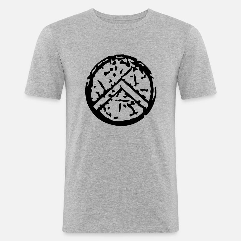 spartan_shield - Männer Slim Fit T-Shirt - Grau meliert