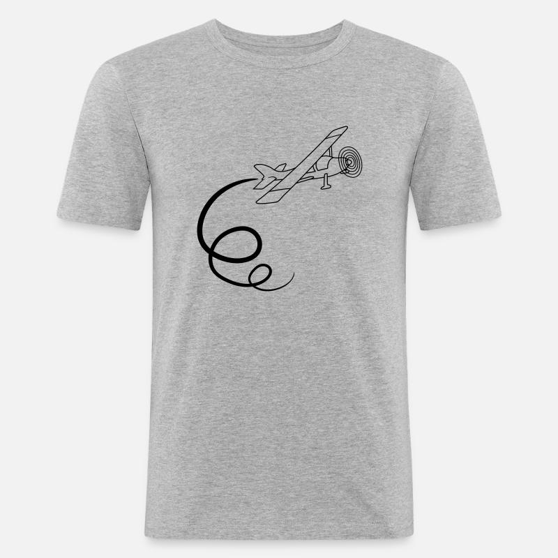 looping kunstflug kunstflieger propeller kleinflug - Männer Slim Fit T-Shirt - Grau meliert