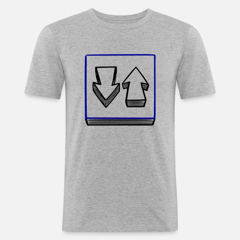 Schild auf und ab - Männer Slim Fit T-Shirt - Grau meliert