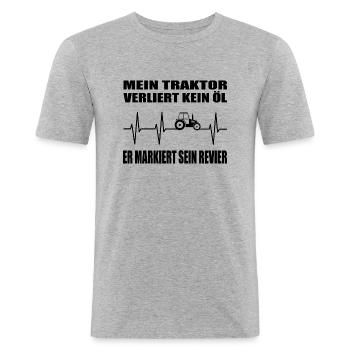 Traktor - Männer Slim Fit T-Shirt - Grau meliert - Vorne - Nik (191cm)
