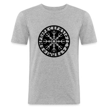 Helm of awe, Aegishjalmur, protection symbol, rune - T-shirt près du corps Homme - gris chiné - Devant - Nik (191cm)