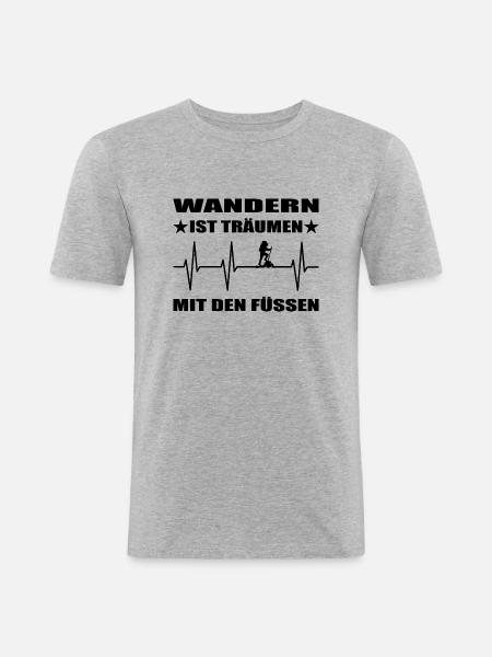 Wandern - Männer Slim Fit T-Shirt - Grau meliert