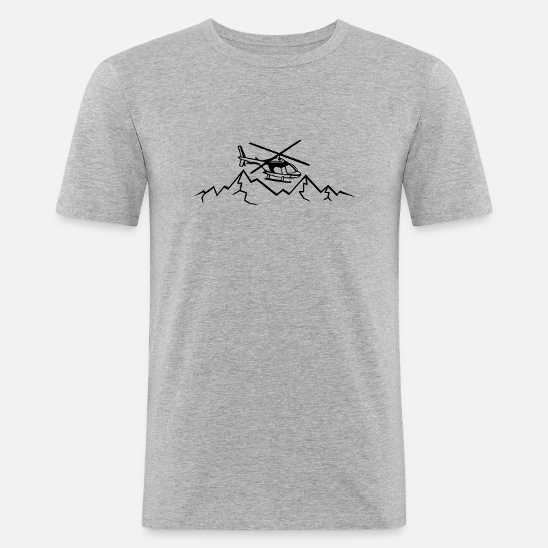Berge Rettungsflieger Notruf - Männer Slim Fit T-Shirt - Grau meliert