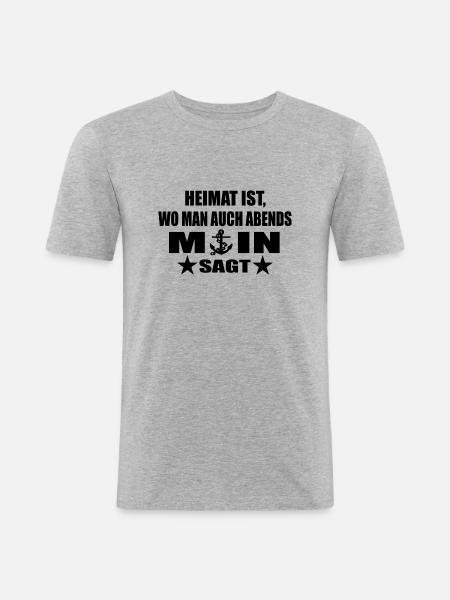 Moin - Männer Slim Fit T-Shirt - Grau meliert